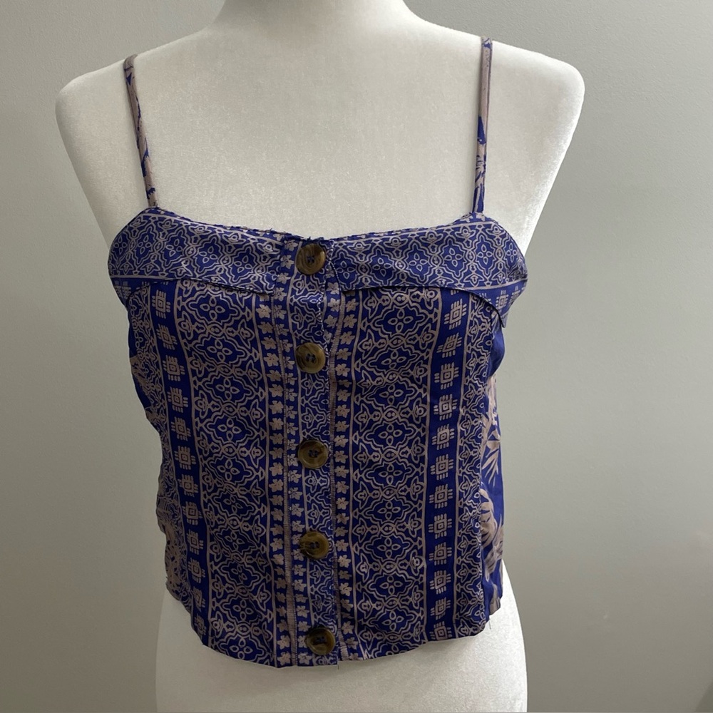Willow & Root Women's Size M Crop Top Adjustable Straps Blue And Grey